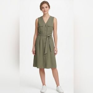 DKNY Olive Sleeveless Midi Dress